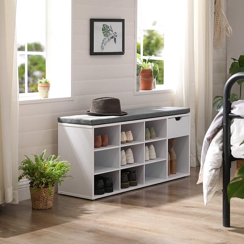 Latitude Run® Shoe Bench, Storage Bench With Drawer And Open